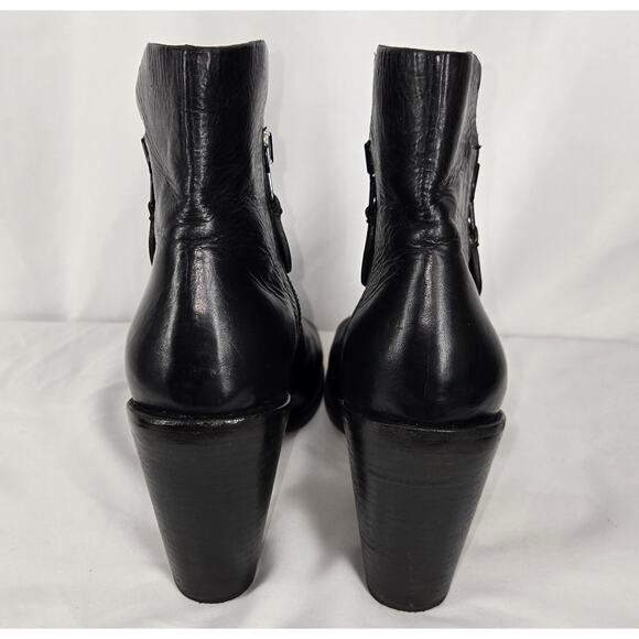 RAG & BONE WOMEN’S NOELLE BLACK LEATHER PEEP TOE BOOTIES – US SIZE 9 - Picture 4 of 11